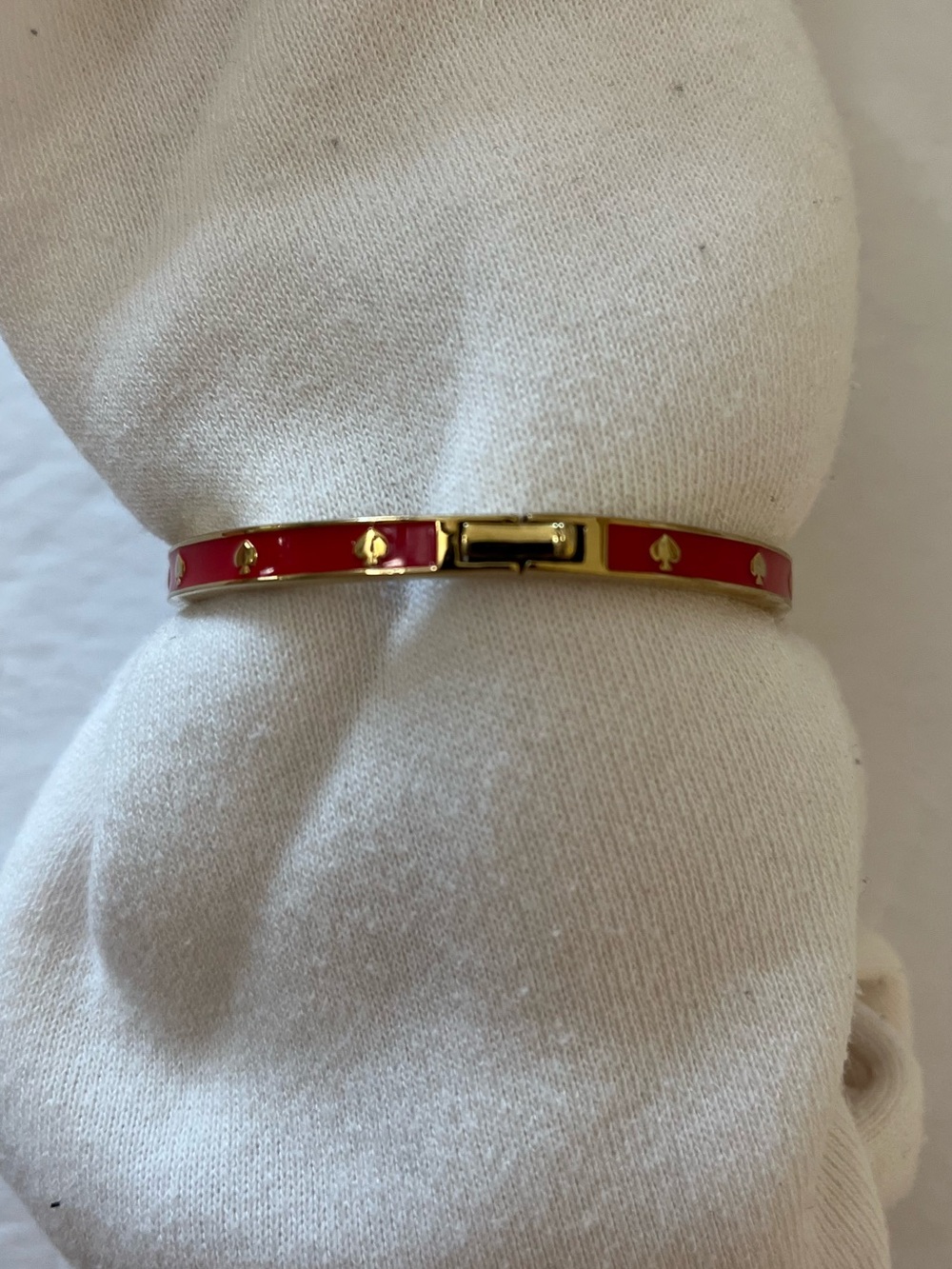 Kate Spade Gold and Red Enamel Hinged Bangle Bracelet - Picture 4 of 5